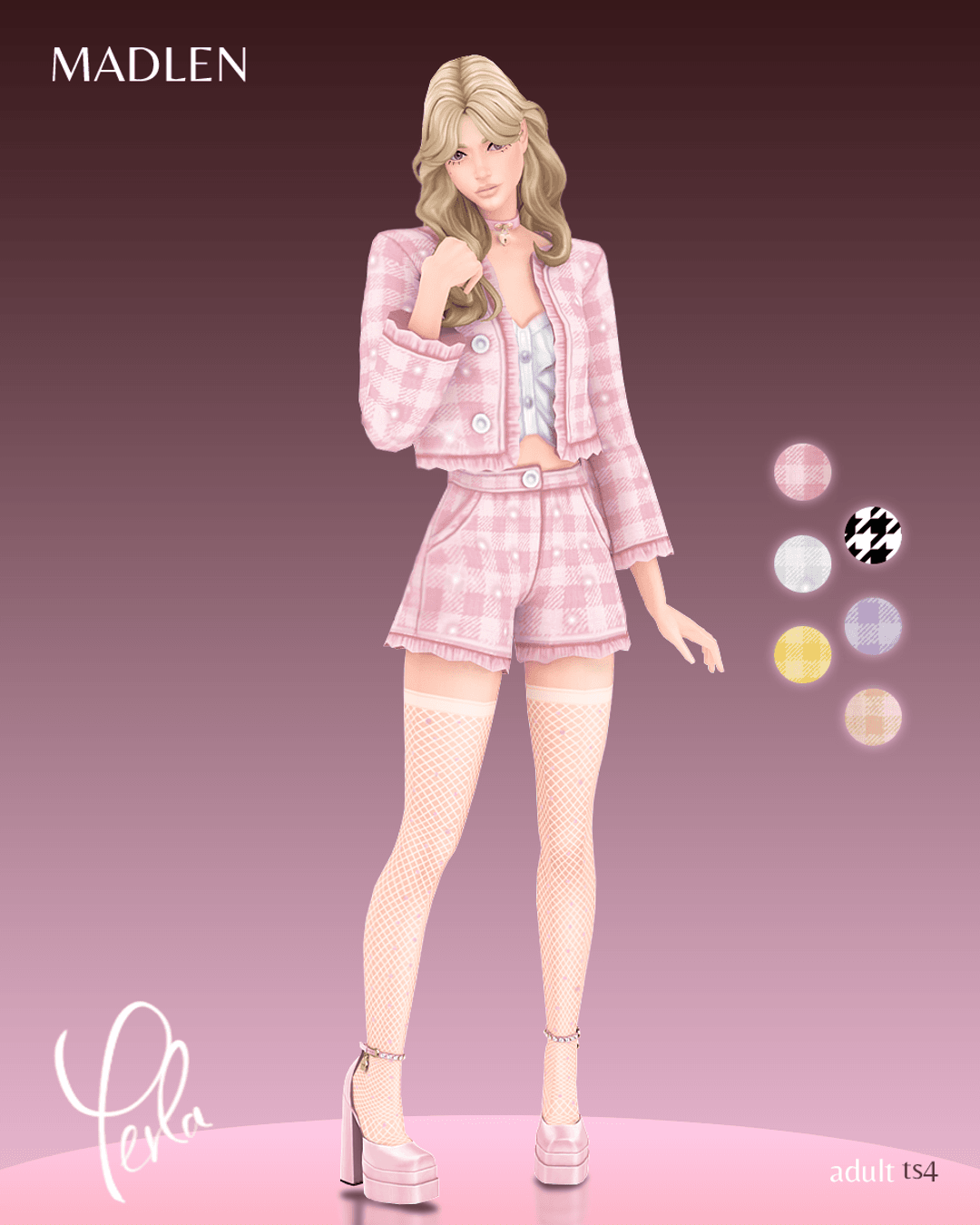 Твидовый костюм и чулки Perla Outfit